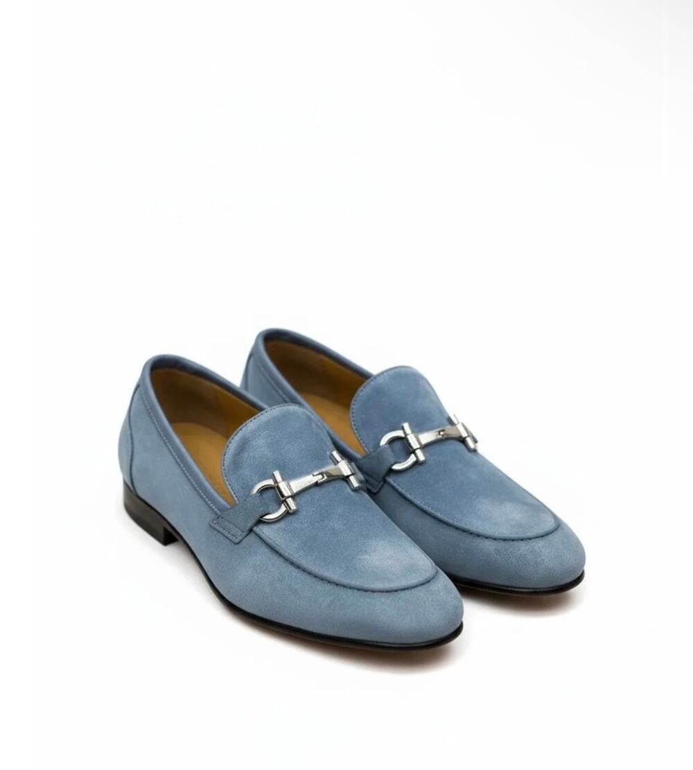 VERCINI LIGHT GREY blue MOCCASIN LOAFERS sz 39